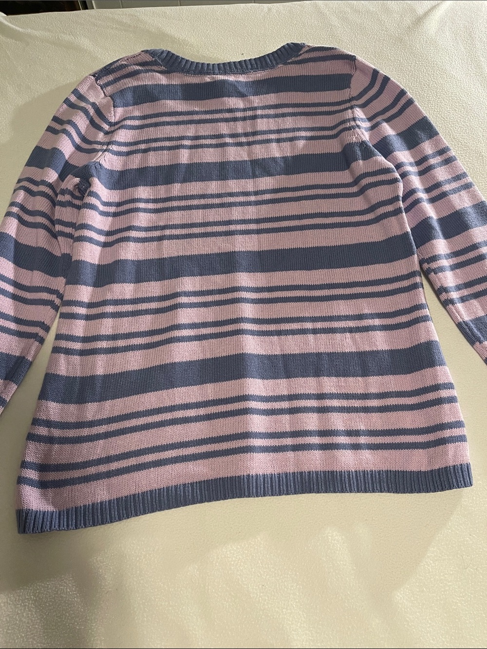 Striped Crewneck Sweater in Lavender and Navy by J.Crew - Picture 5 of 5